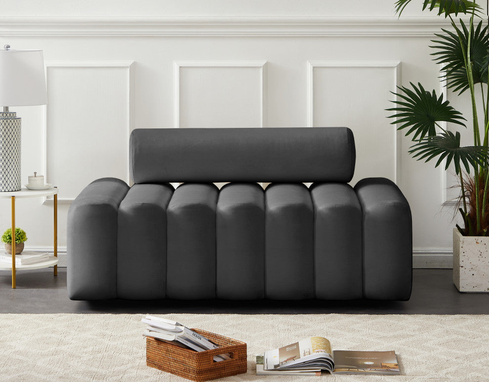 Melody Velvet Upholstered Chair, Gray, Loveseat