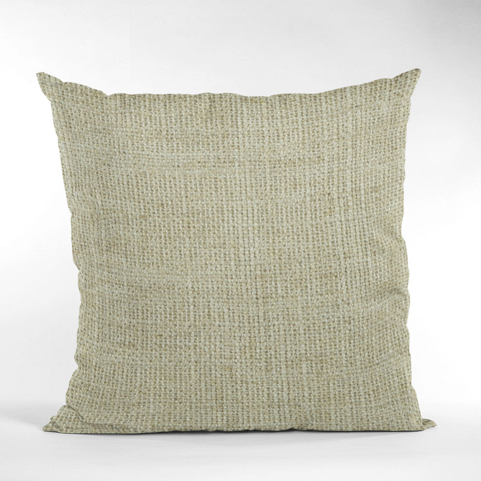 Flax Wall Textured Solid, With Open Weave. Luxury Throw Pillow, 16"x16"