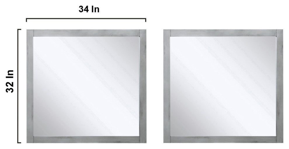 Marsyas 84" Ash Gray Double Vanity Cabinet Quartz Top Sinks, 34" Wall Mirrors