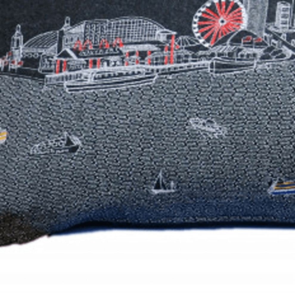 46" Black Chicago Nighttime Skyline Lumbar Decorative Pillow