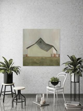 "Serene Barn V" Painting Print on Wrapped Canvas, 12"x12"