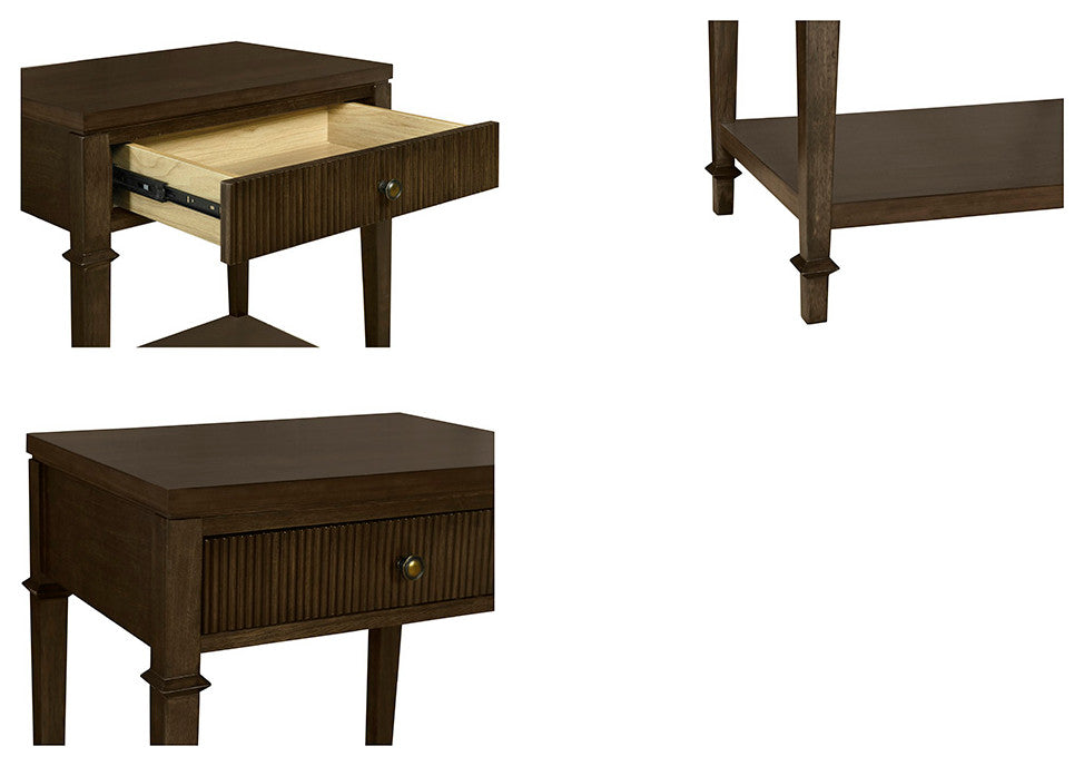 Martha Stewart Kenna Bed, Console Table, Nightstand, Dark Coffee, Nightstand