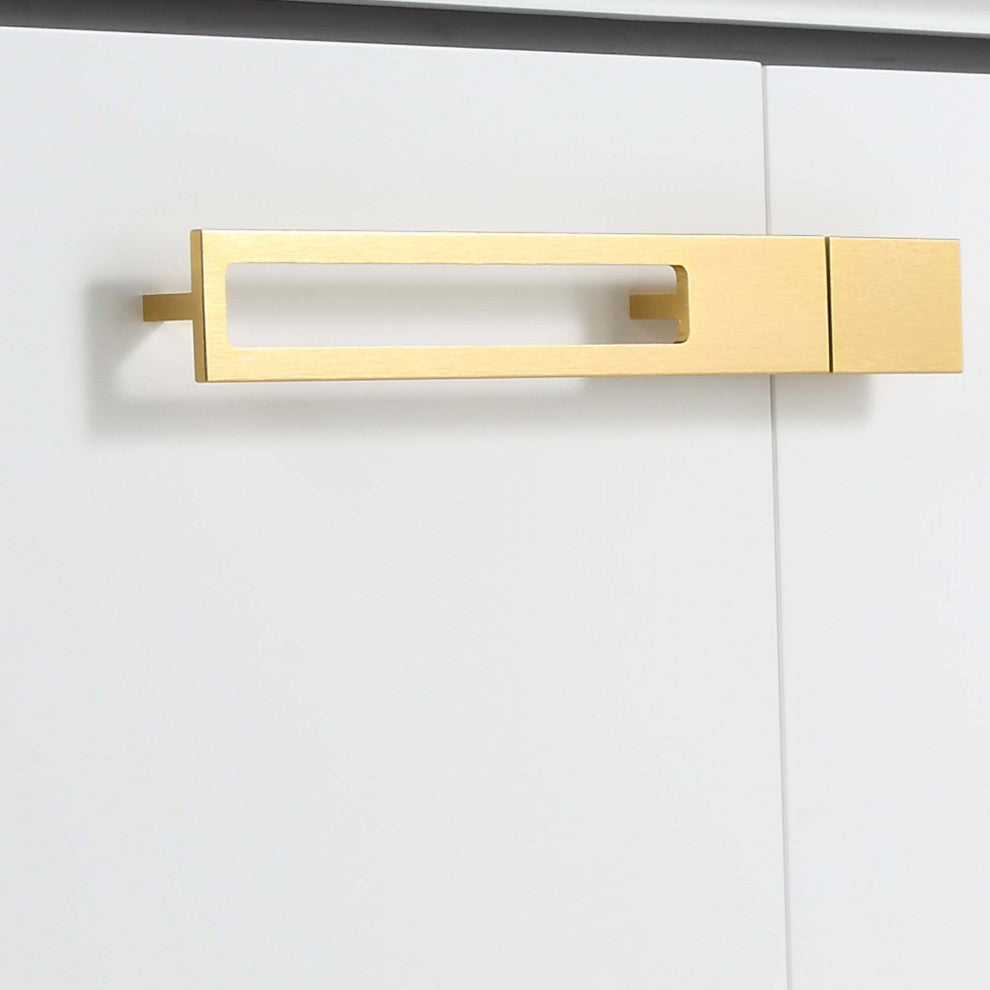 Oakville Bath Vanity, Ceramic Sink, White Matte, 30 Inch, Satin Brass Hardware