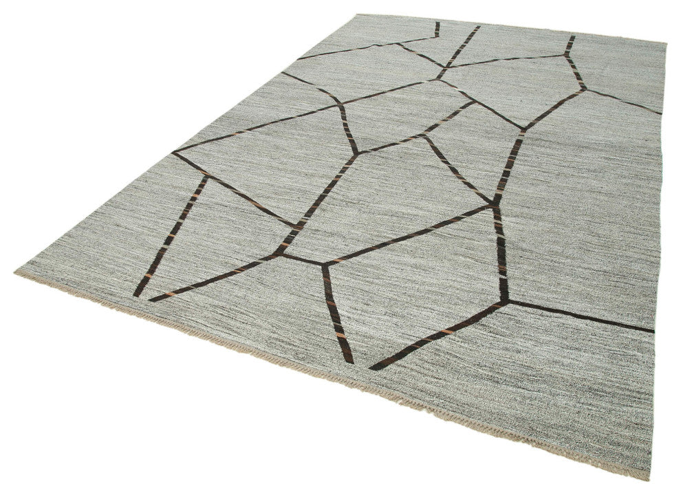 Rug N Carpet - Handmade Turkish 9' 10'' x 14' 8'' Modern Design Wool Kilim Rug