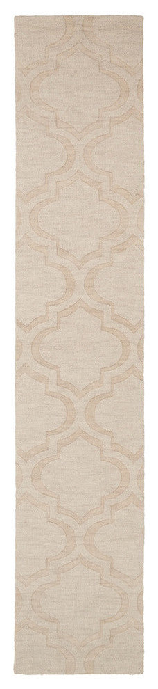 Central Park Solid and Border Khaki Area Rug, 2'3"x12' Runner