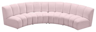 Infinity Channel Tufted Velvet Modular Chair, Pink, 4 Piece