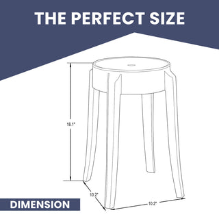 LeisureMod Averill Modern Plastic Dining Stool for Dining Room, Set of 2