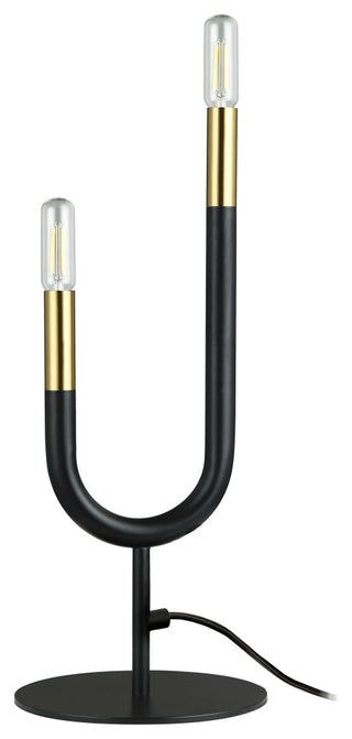 Wand Modern 2 Light Matte Black Aged Brass Metal Table Lamp