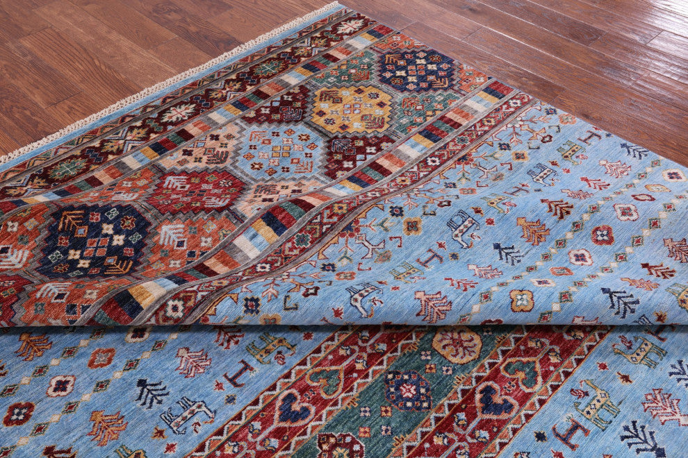 8' 2" X 11' 6" Hand Knotted Tribal Persian Gabbeh Wool Rug Q7574