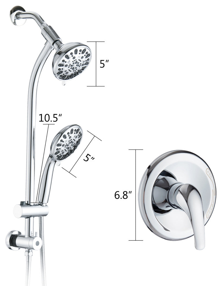 5 inch Wall-Mounted Round Shower System with Handheld Shower and Head Shower and
