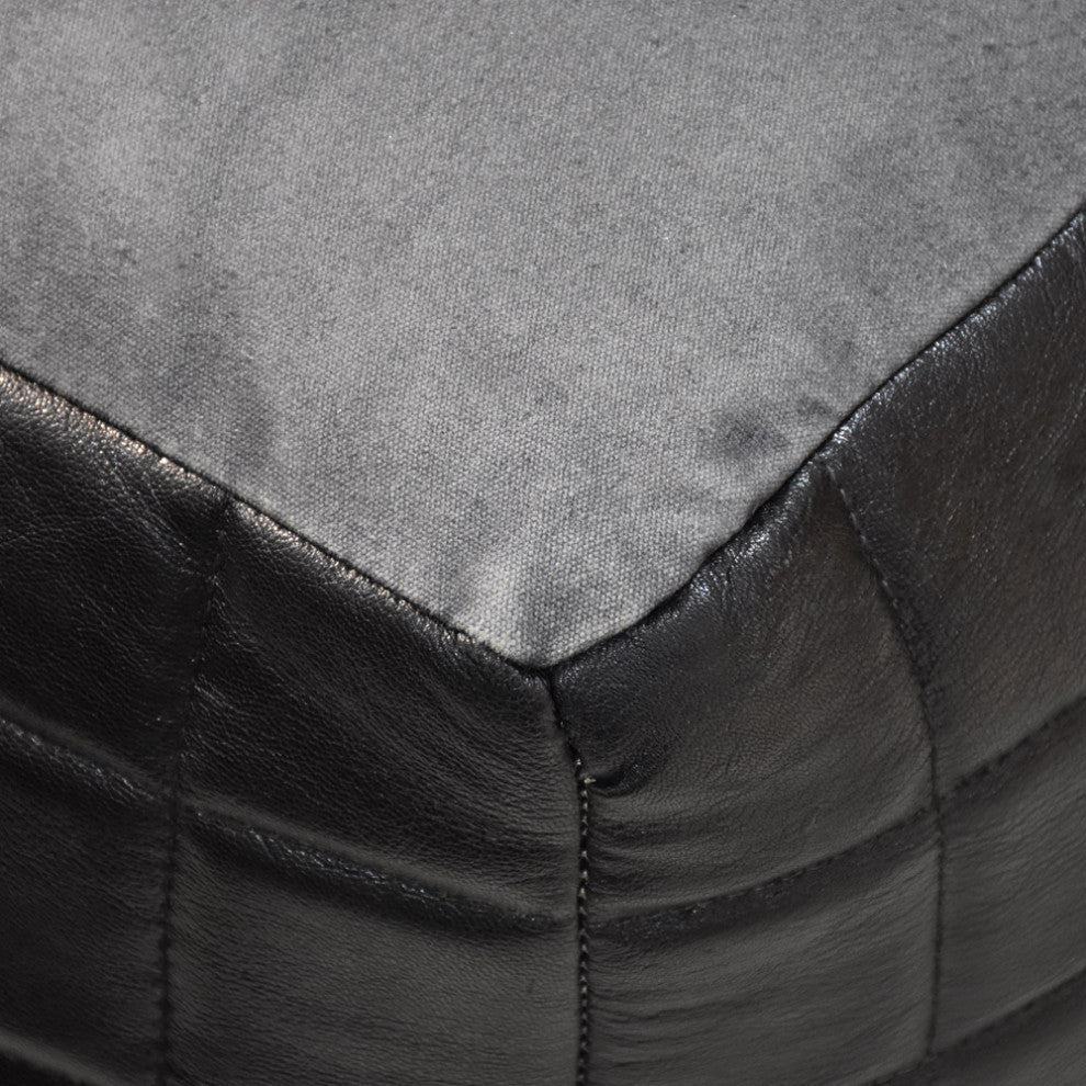 Geometric Handmade Leather Pouf: Stylish & Durable Home Decor Accent