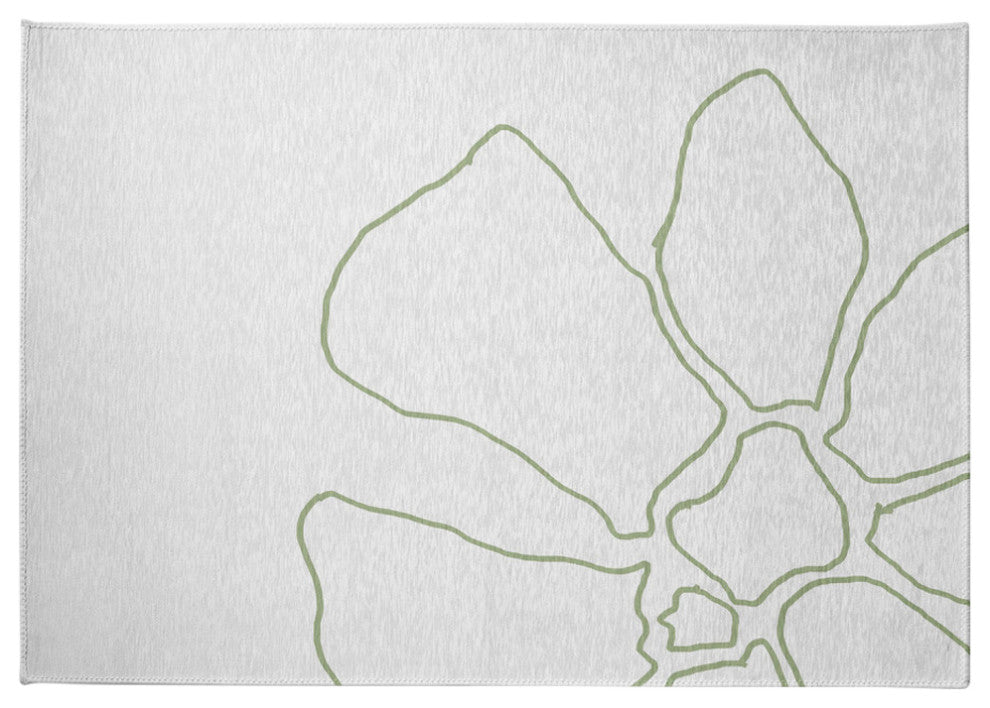 Petal Lines Spring Chenille Rug, Green/White, 5'x7'