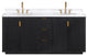 Vinnova Cadiz Bath Vanity, Composite Stone Top, Black, 72", No Mirror