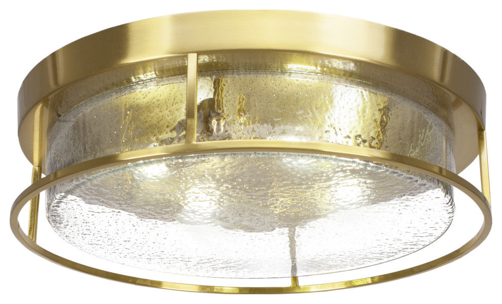 18" 4-Light Flush Mount Light, New Age Brass, Smoke Bubble Glass