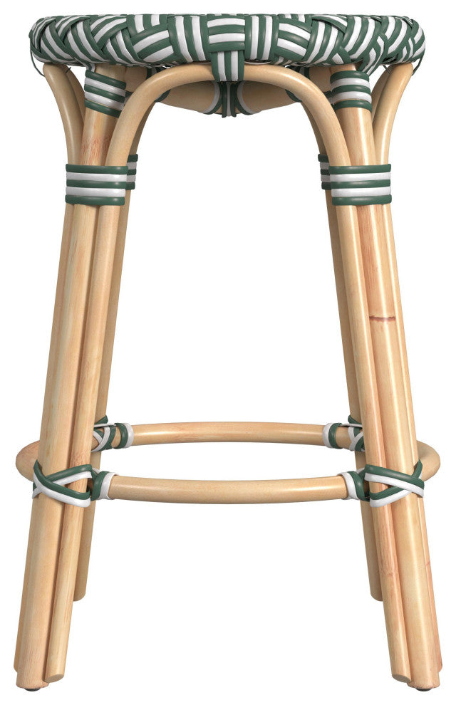 Tobias Rattan Counter Stool, Emerald Green