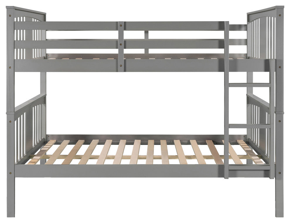 Gewnee Wood Full over Full Bunk Bed with Ladder in Gray