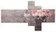 Ranunculus Flowers in Bicycle Vase, Floral Canvas Art Print, 60"x32", 5 panels