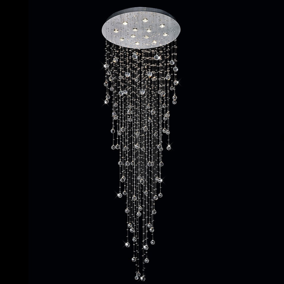 Rain Drop 12 Light Flush Mount With Chrome Finish