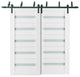Frosted Glass Barn Bypass Doors 56 x 80, Quadro 4445 White, 6.6' Rail