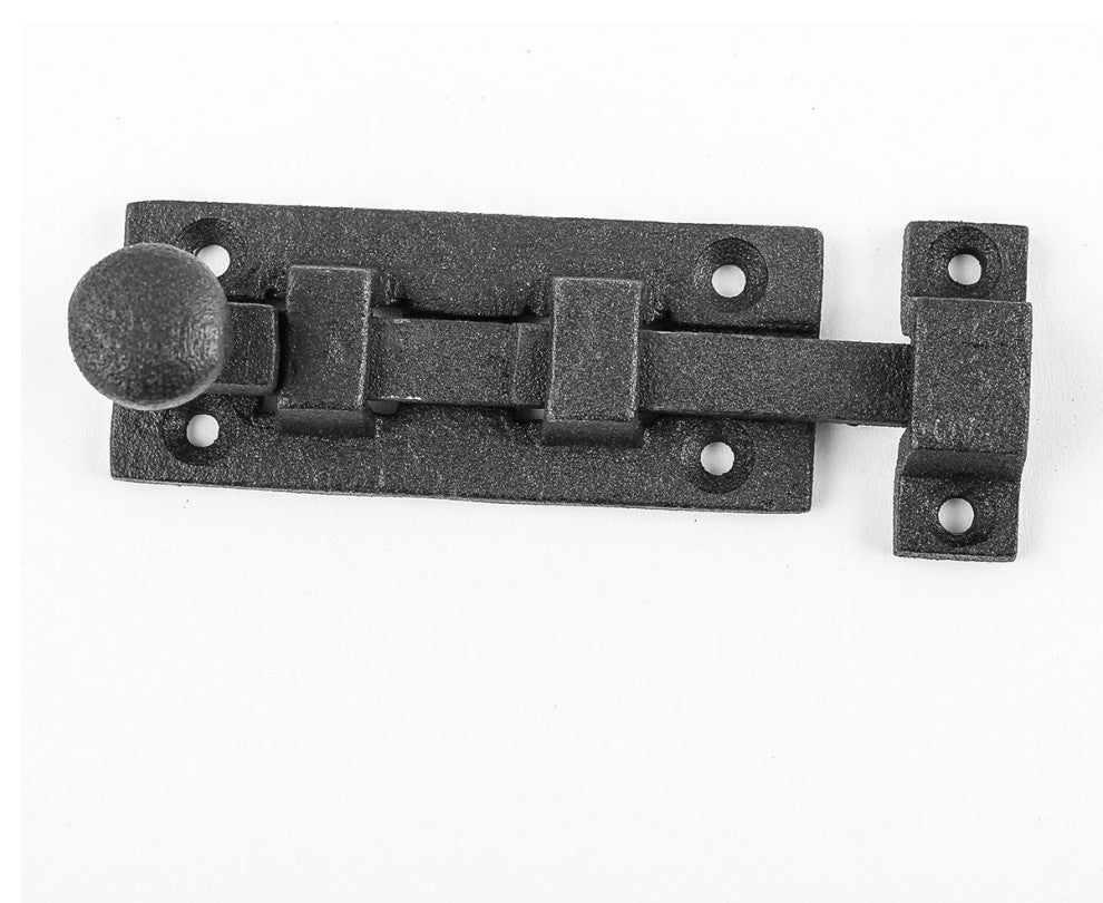 Black Wrought Iron Slide Bolt 3.5" Wide Rustproof Finish Door Bolt