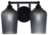 Paramount 2-Light Bath Bar, Matte Black, 5" Smoke Textured Glass