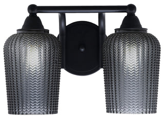 Paramount 2-Light Bath Bar, Matte Black, 5" Smoke Textured Glass