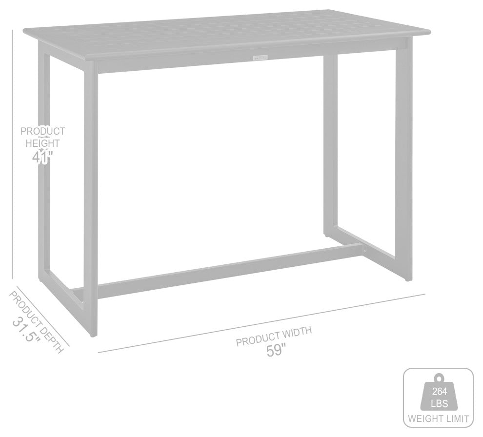 Grand Outdoor Patio Bar Height Dining Table, Aluminum
