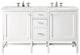 Addison 60" Double Vanity Cabinet, Glossy White, Eternal Jasmine Pearl, Three-Hole