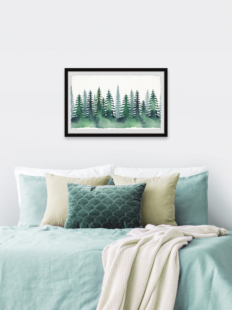 "Green Pine Forest" Framed Painting Print, 24x16