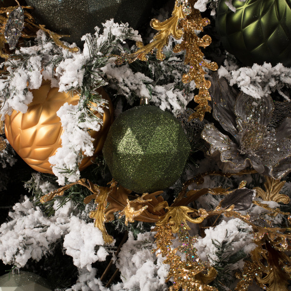 Vickerman M177364Dg 4.75" Moss Green Geometric Ball Ornament, 4 Per Bag
