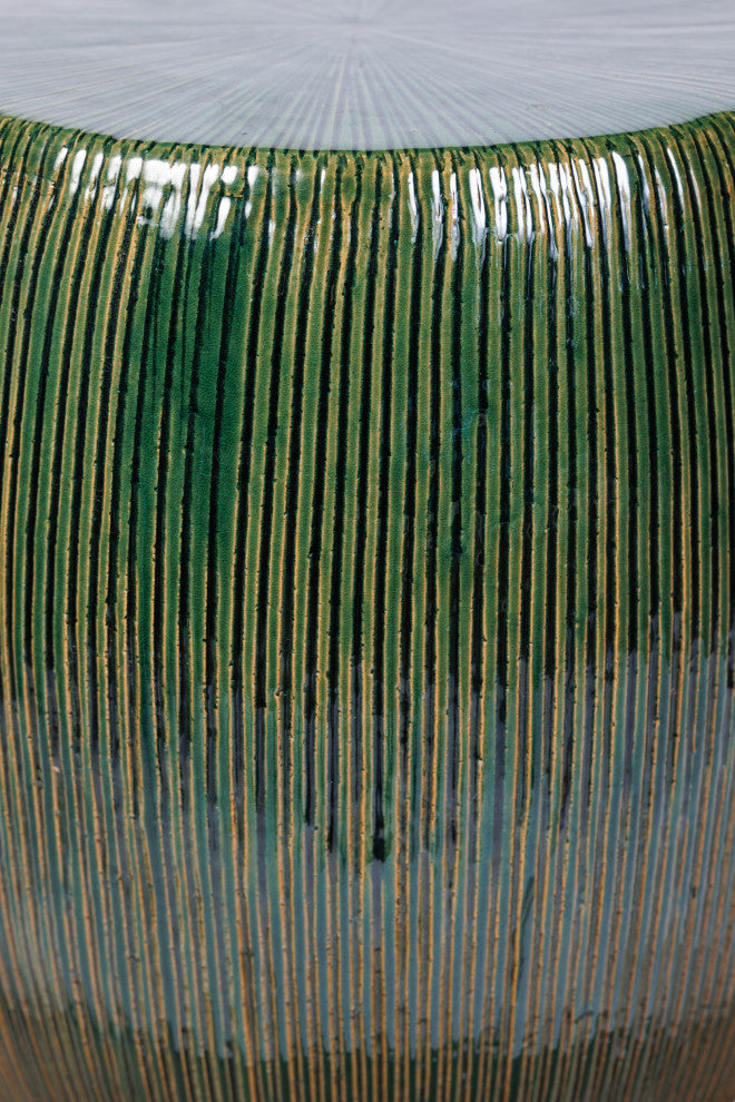 Sunburst Ceramic Glazed Patio Stool