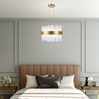 Matte Gold Chandelier With Glass Rods