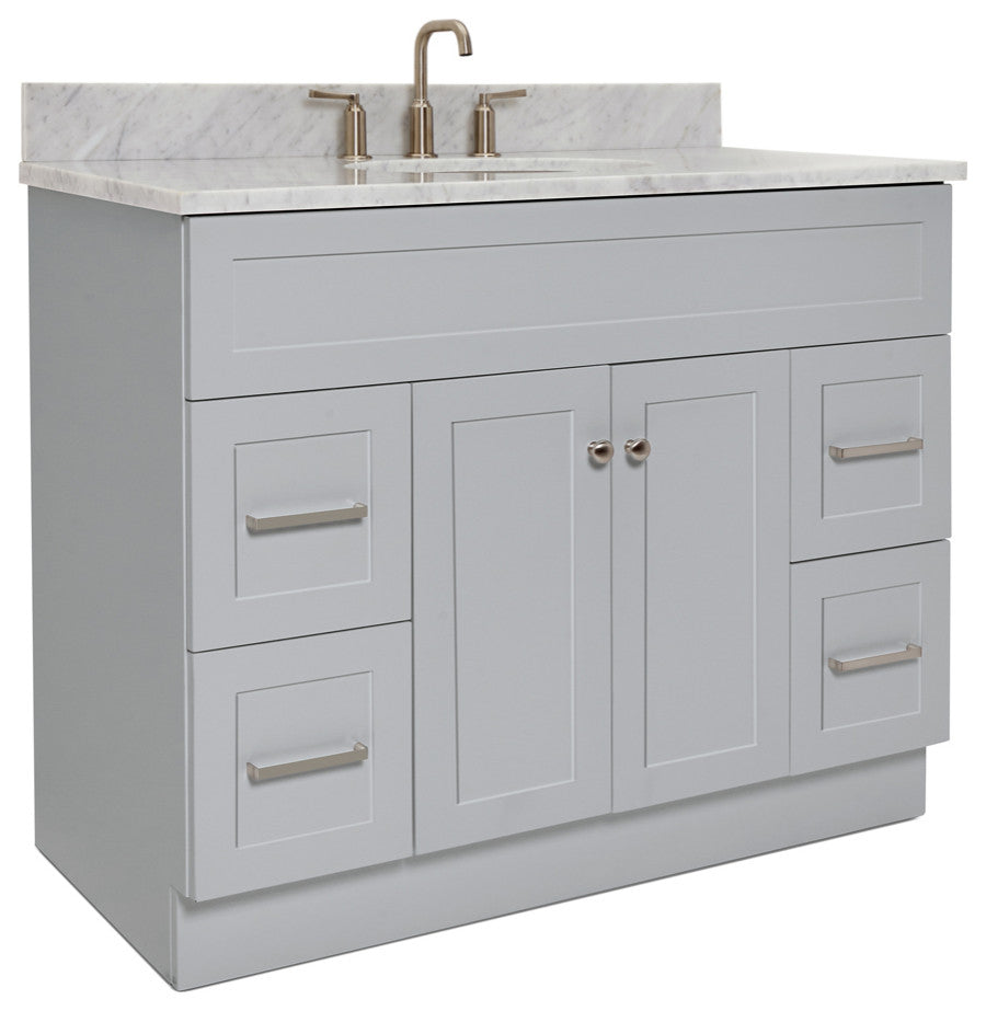 Ariel Hamlet 43" Oval Sink Bath Vanity, 0.75" Carrara Marble
