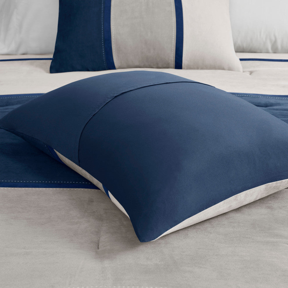Madison Park Palisades Palizzate Suede 7-Piece Comforter Set, Blue, Cal King