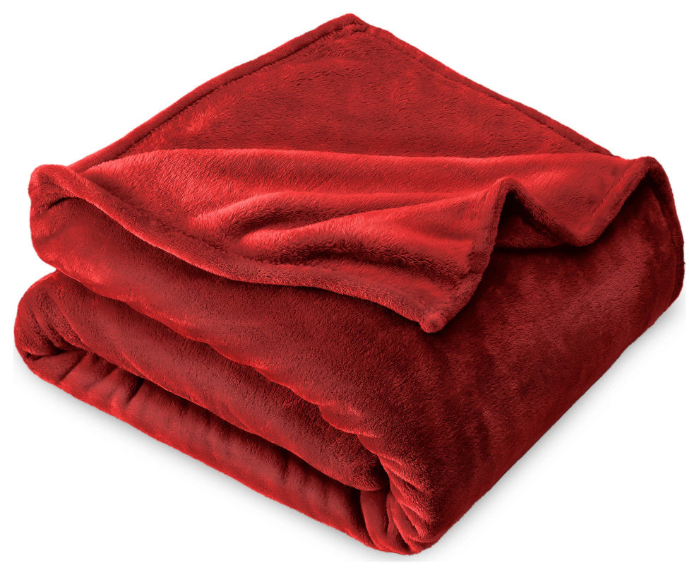 Bare Home Microplush Fleece Blanket, Red, King