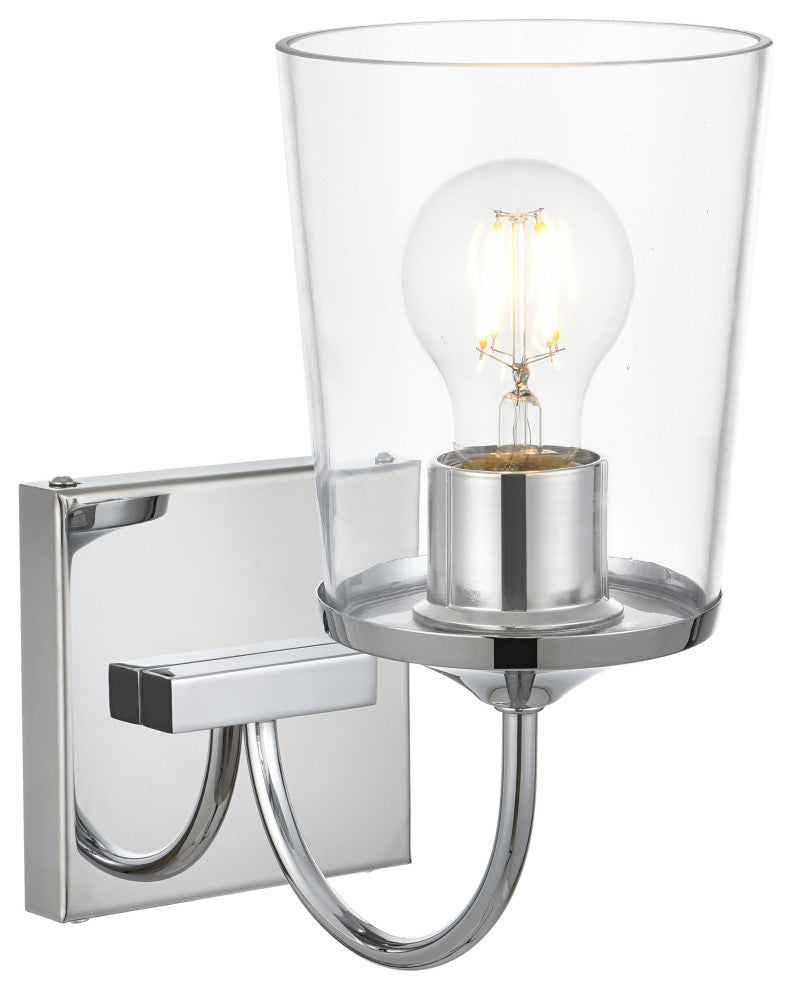 1 Light Chrome And Clear Bath Sconce