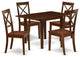 Dining Set 5 Pc- 4 Chairs, Table, Mahogany Finish Solid Wood Structure.
