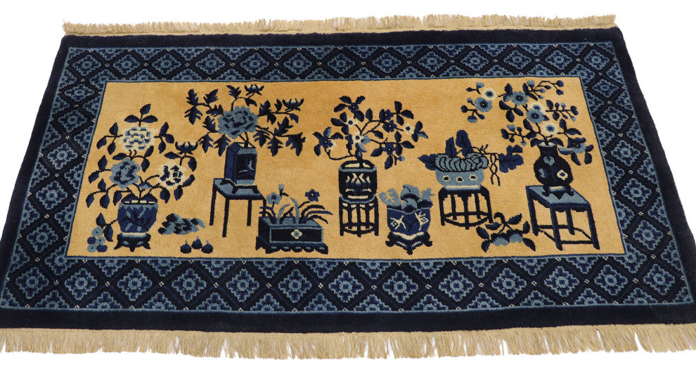 Vintage Chinese Art Deco Rug, 02'04 x 04'06