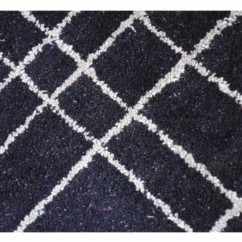 HAND KNOTTED LOOM SILK ECO-FRIENDLY RUGS-5'x8',Rectangle,Black Beige,Geometric