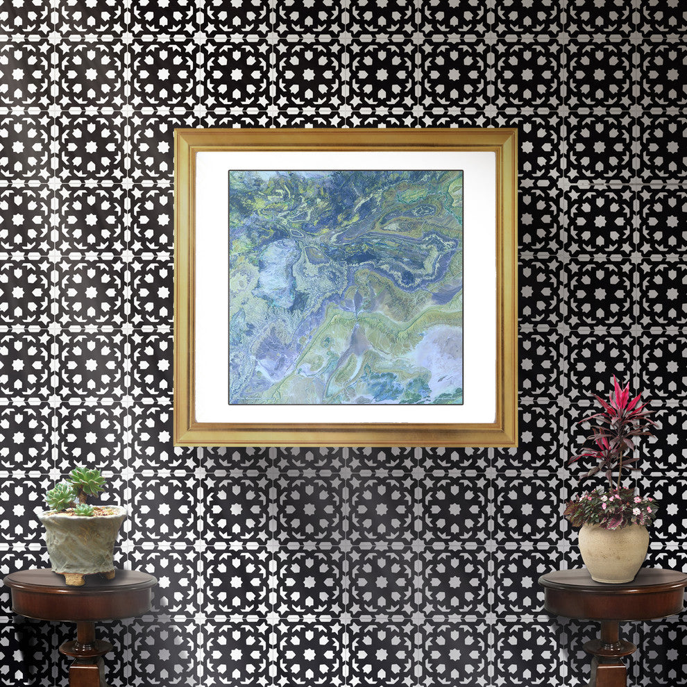 8"x8" Fes Handmade Cement Tile, Black /White, Set of 12