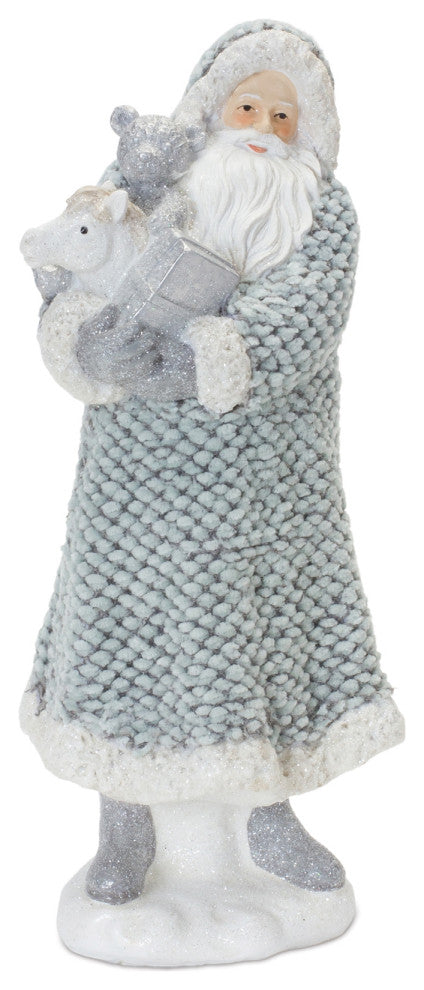 Santa With Sweater Coat Figurine, 2-Piece Set