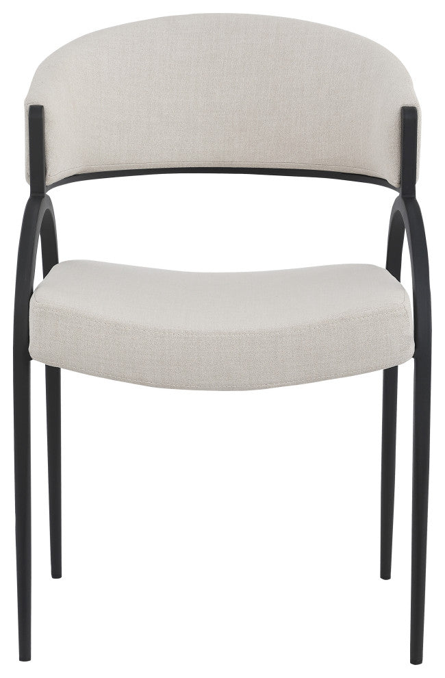 Privet Dining Chair (Set of 2), Beige, Matte Black Finish