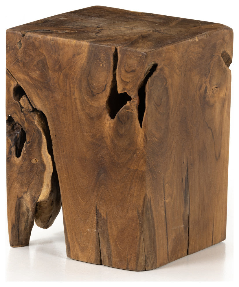 Teak Square Stool-Teak Root