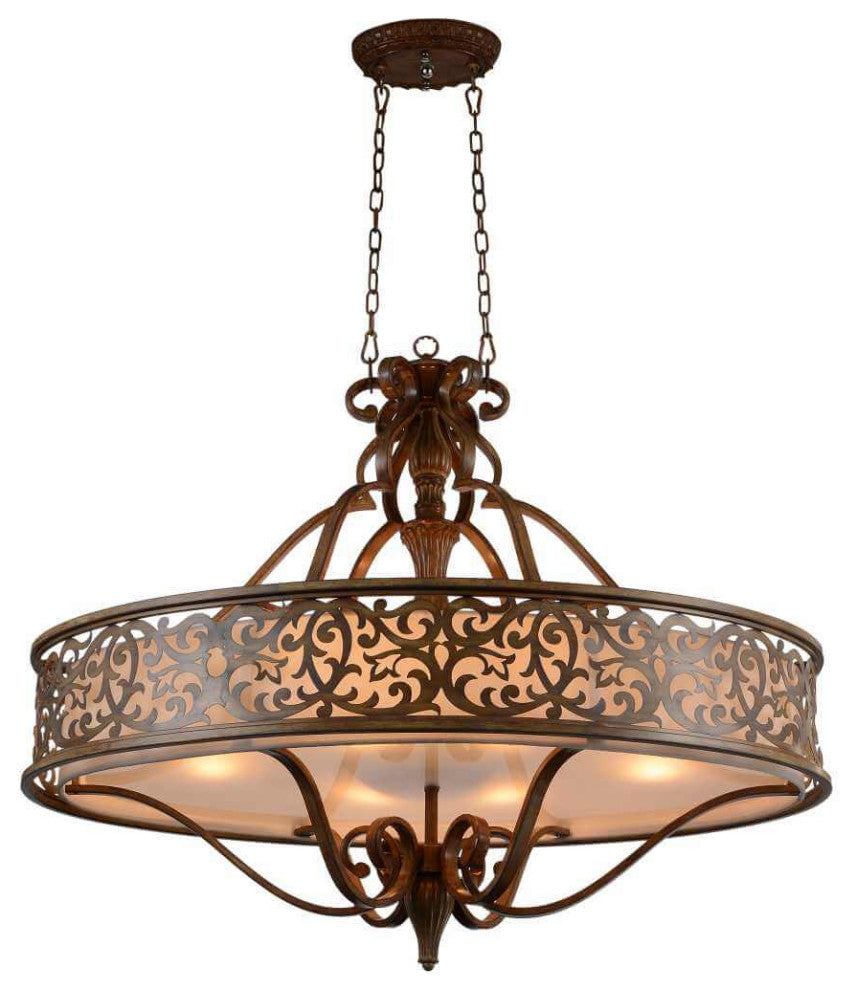 Drum Shade Chandelier, Brushed Chocolate, Medium