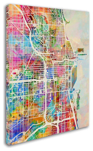 'Chicago City Street Map' Canvas Art by Michael Tompsett