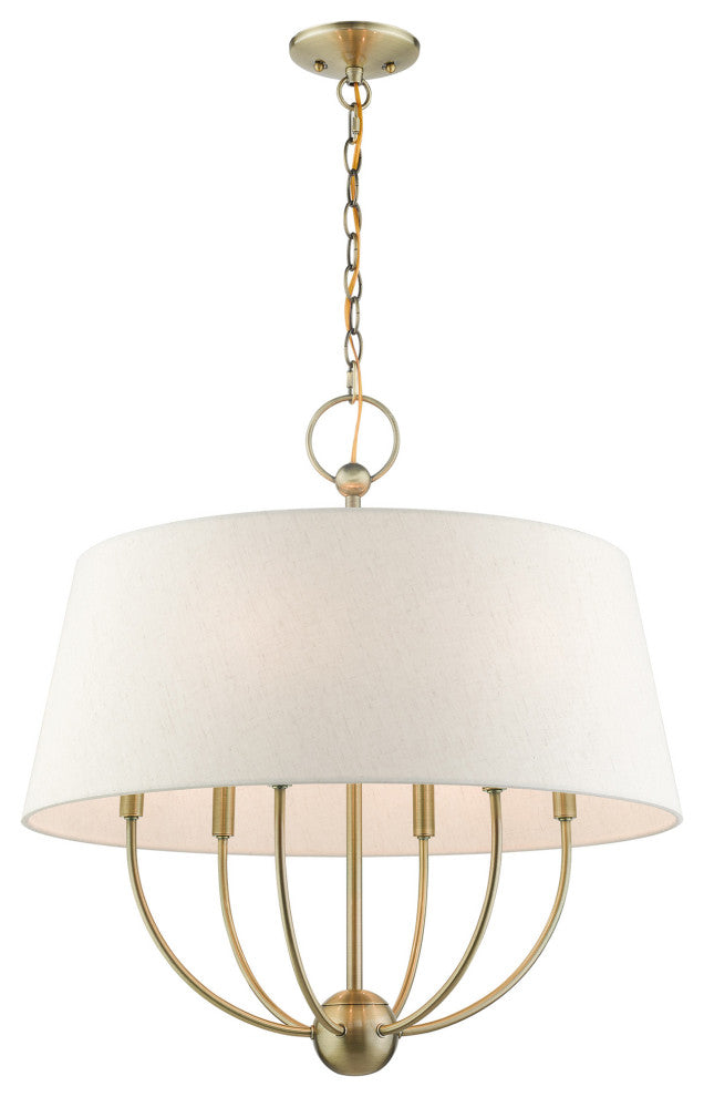 Antique Brass Transitional, English Country, Rustic, Casual Pendant Chandelier