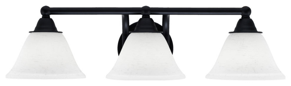 Paramount 3-Light Bath Bar, Matte Black, 7" White Muslin Glass