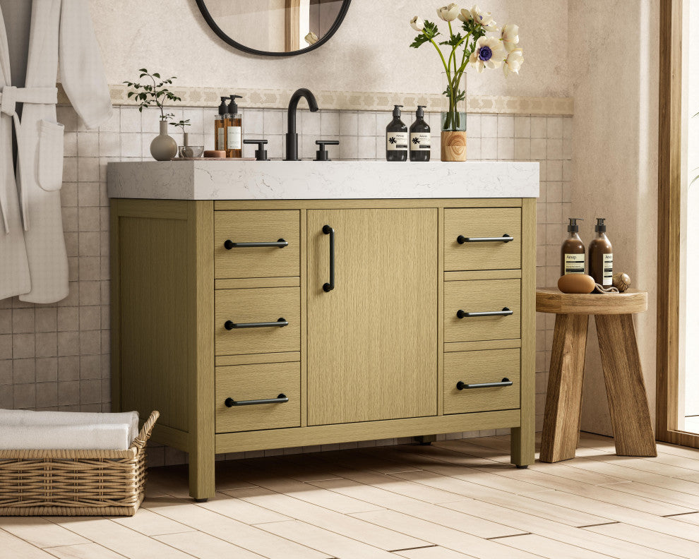 Home Living 42" Single Bathroom Vanity, Honey Brown
