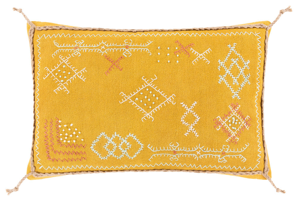 Surya Sambramba SMB-002 13"x20" Pillow Cover, Mustard/Burnt Orange/Pale Blue