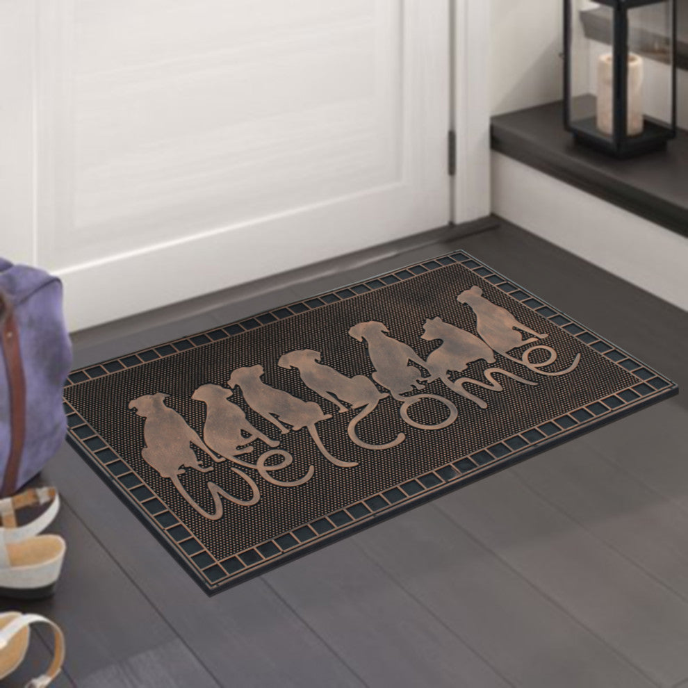 A1HC Dogs Tails Welcome Rubber Pin Mat, Beautifully Copper Finished 18"x30"